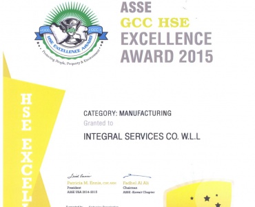 ASSE GCC HSE Excellence Award 2015 - ISCO - Mechanical Contracting & Instrumentation WLL - Multi Disciplinary Contractor in Kuwait
